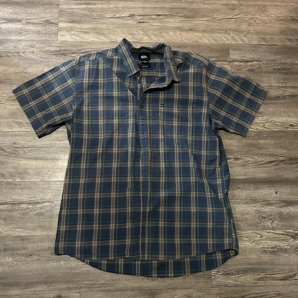 Quiksilver Blue and Tan Plaid Dress Shirt - Picture 1 of 2